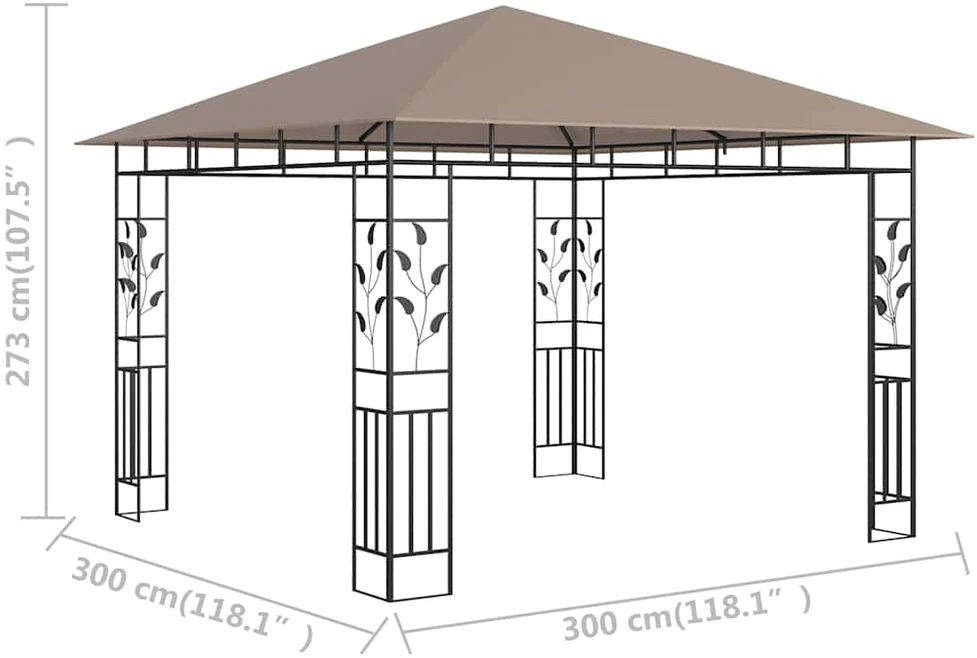 Pavėsinė su tinkleliu nuo uodų, taupe spalvos, 3x3x2,73m
