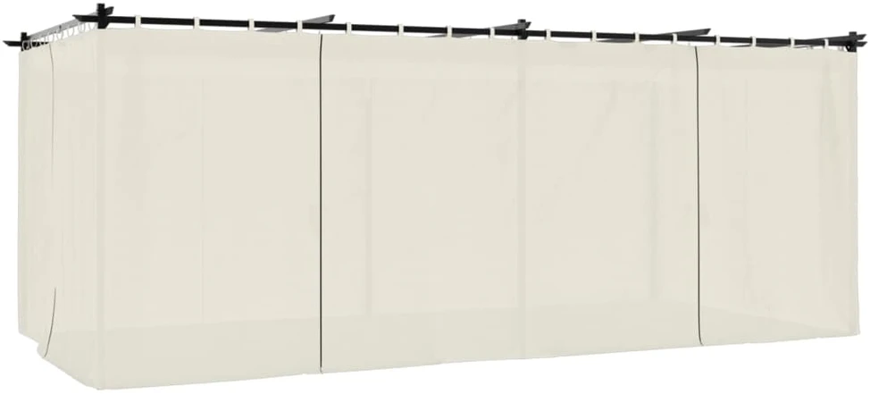 Pavėsinė su užuolaidomis, kreminės, 6x3m, plienas