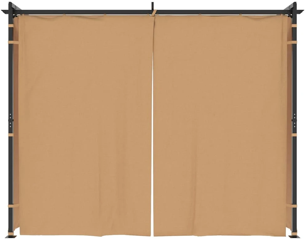 Pavėsinė su užuolaidomis, taupe spalvos, 3x3m, plienas