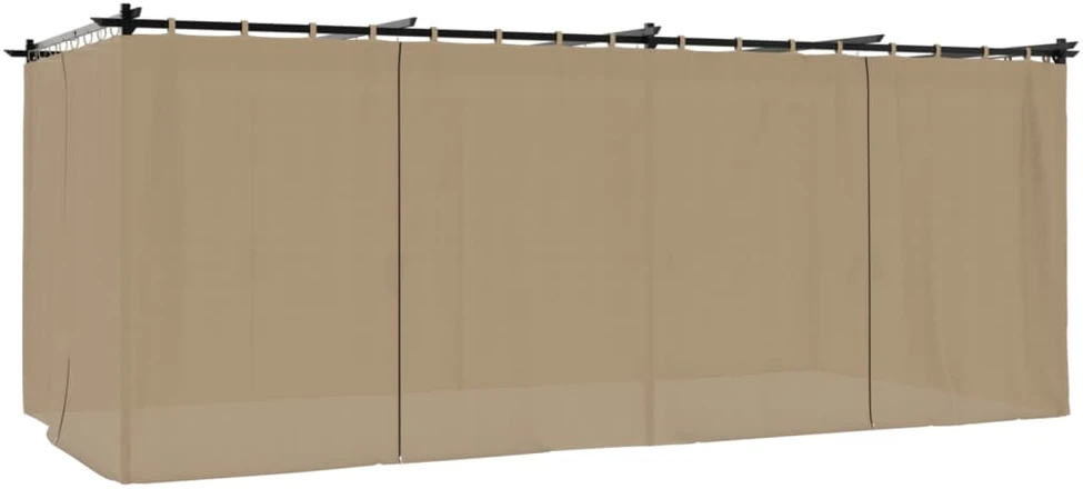 Pavėsinė su užuolaidomis, taupe spalvos, 6x3m, plienas