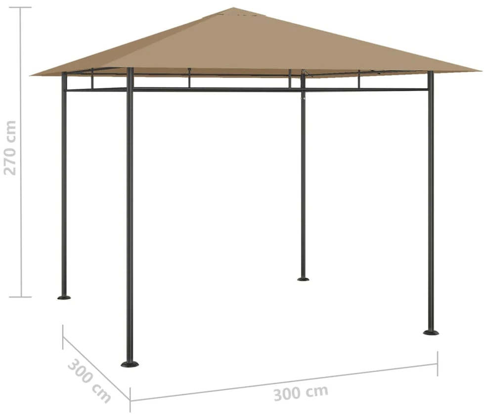Pavėsinė, taupe spalvos, 3x3x2,7m, 180g/m²