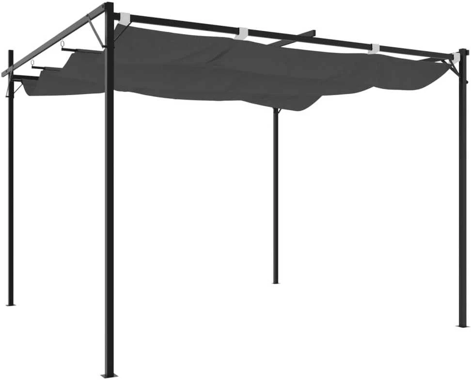 Pavėsinė su užuolaidomis, aliuminis, 3x3m, juoda