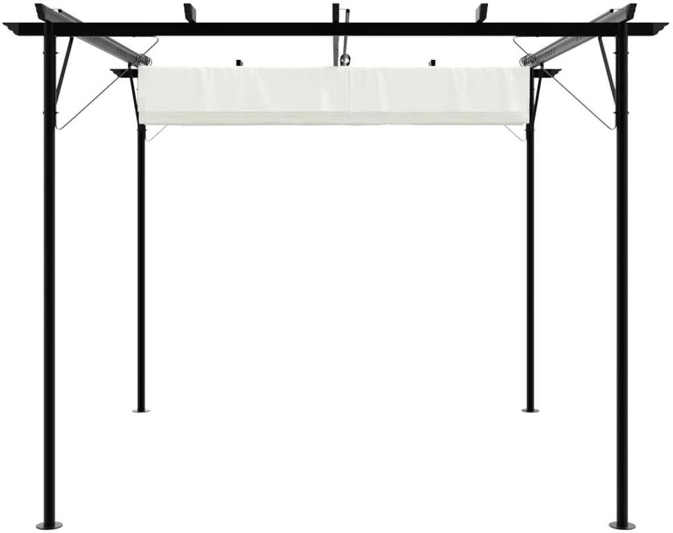 Pergolė su ištraukiamu stogu, kreminė balta, 3x3m, plienas