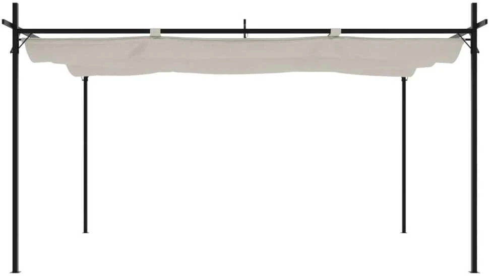 Pavėsinė su užuolaidomis, aliuminis, 4x3x2,6 m, juoda
