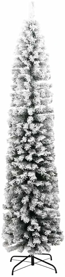 Plona dirbtinė Kalėdų eglutė su sniegu, žalia, 210cm, PVC