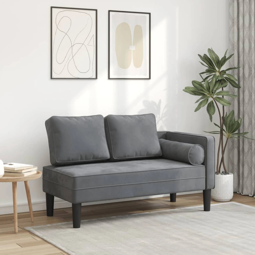 Sofa Poilsio gultas su pagalvėlėmis, tamsiai pilkas, aksomas