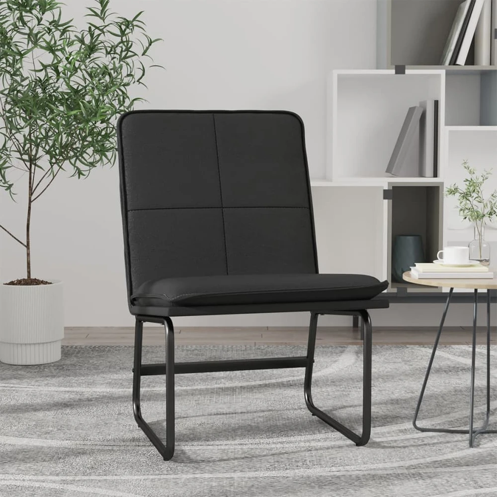 Fotelis Poilsio kėdė, juodos spalvos, 54x75x76cm, dirbtinė oda