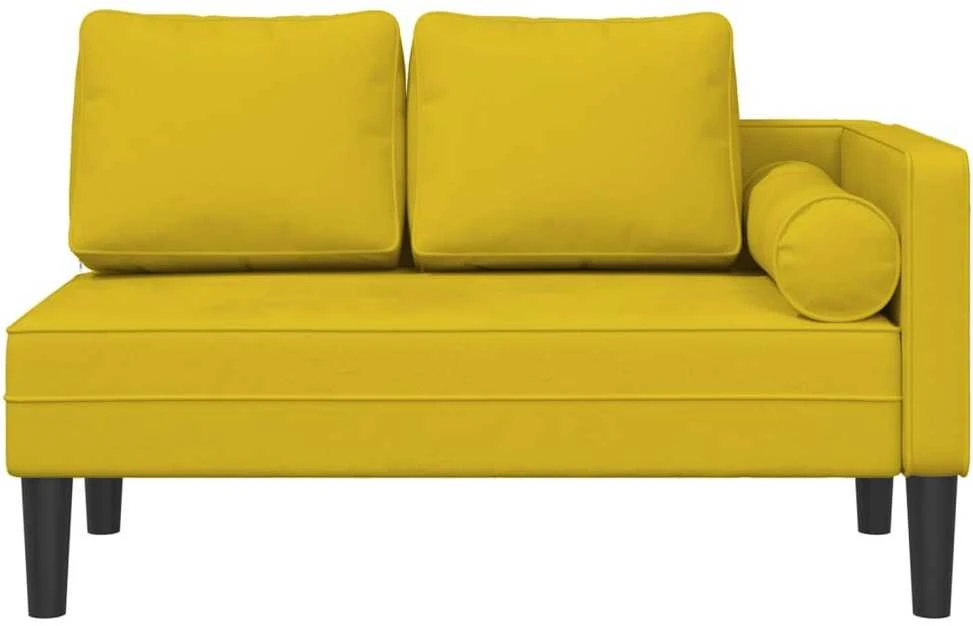 Poilsio sofa su pagalvėlėmis, geltonos spalvos, aksomas