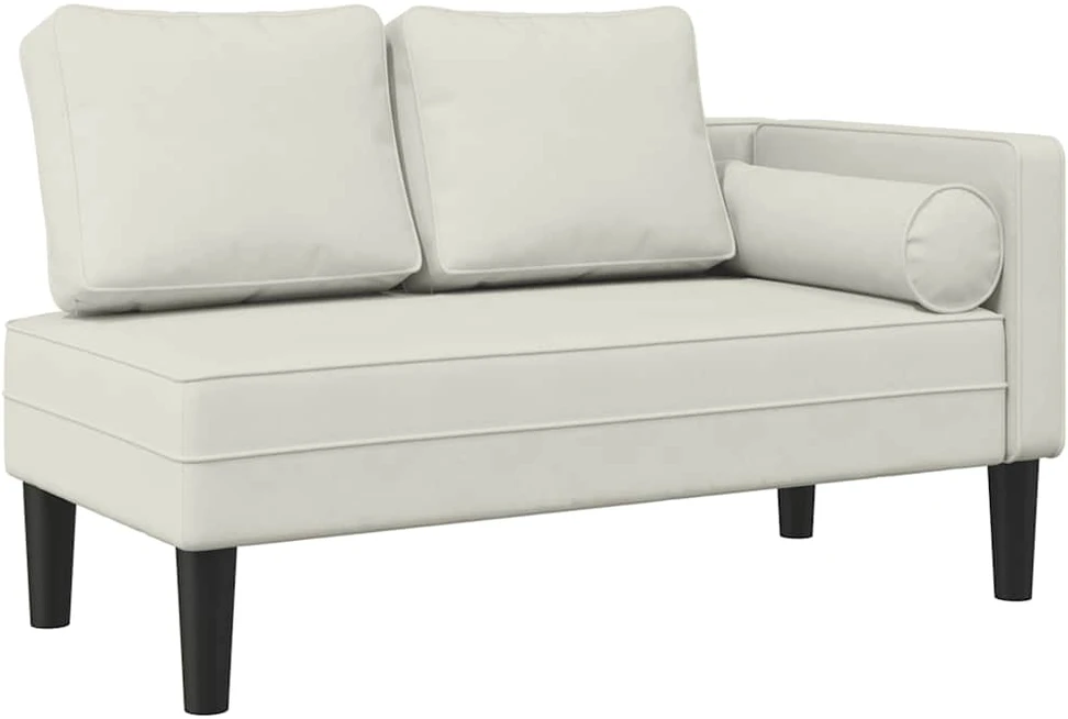 Poilsio sofa su pagalvėlėmis, kreminės spalvos, aksomas