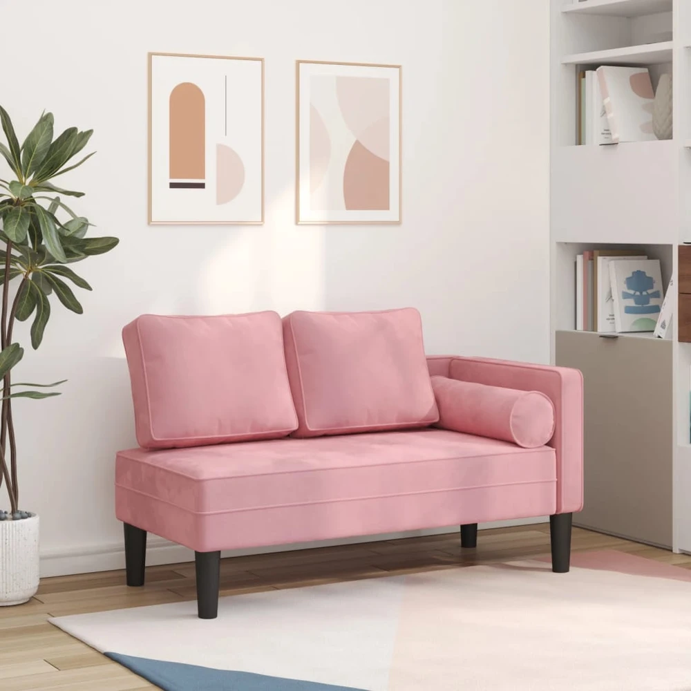 Poilsio sofa su pagalvėlėmis, rožinės spalvos, aksomas