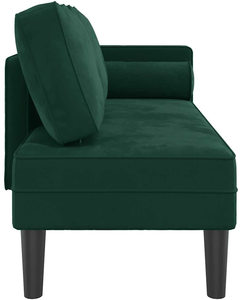 Poilsio sofa su pagalvėlėmis, tamsiai žalios spalvos, aksomas