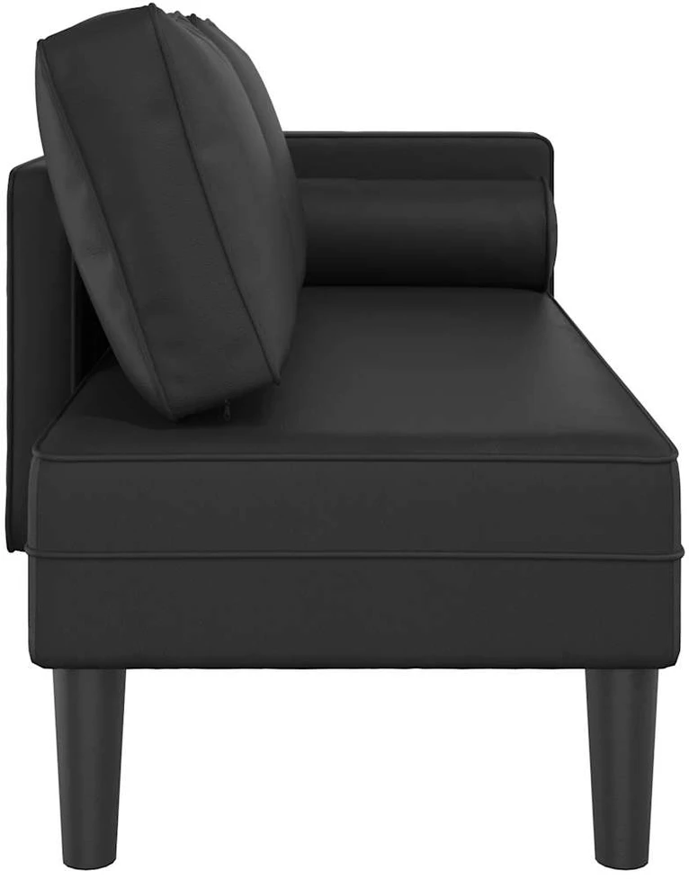 Poilsio sofa su pagalvėmis, juoda, dirbtinė oda