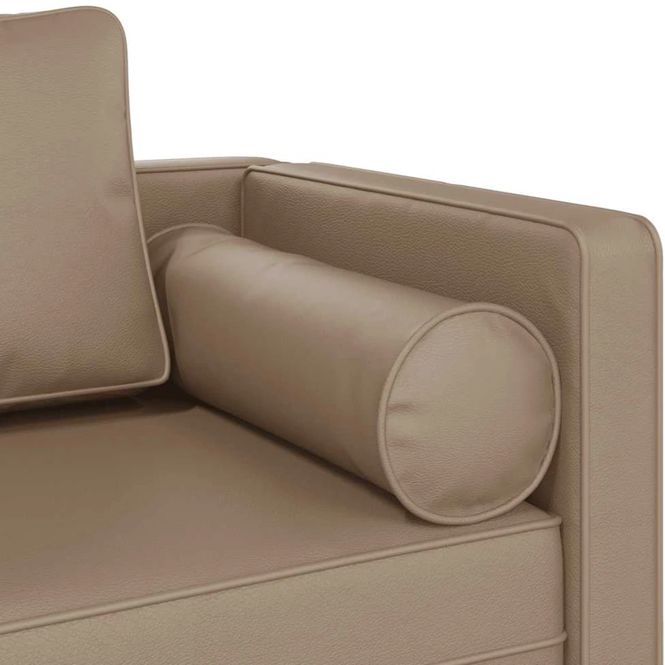 Poilsio sofa su pagalvėmis, kapučino, dirbtinė oda