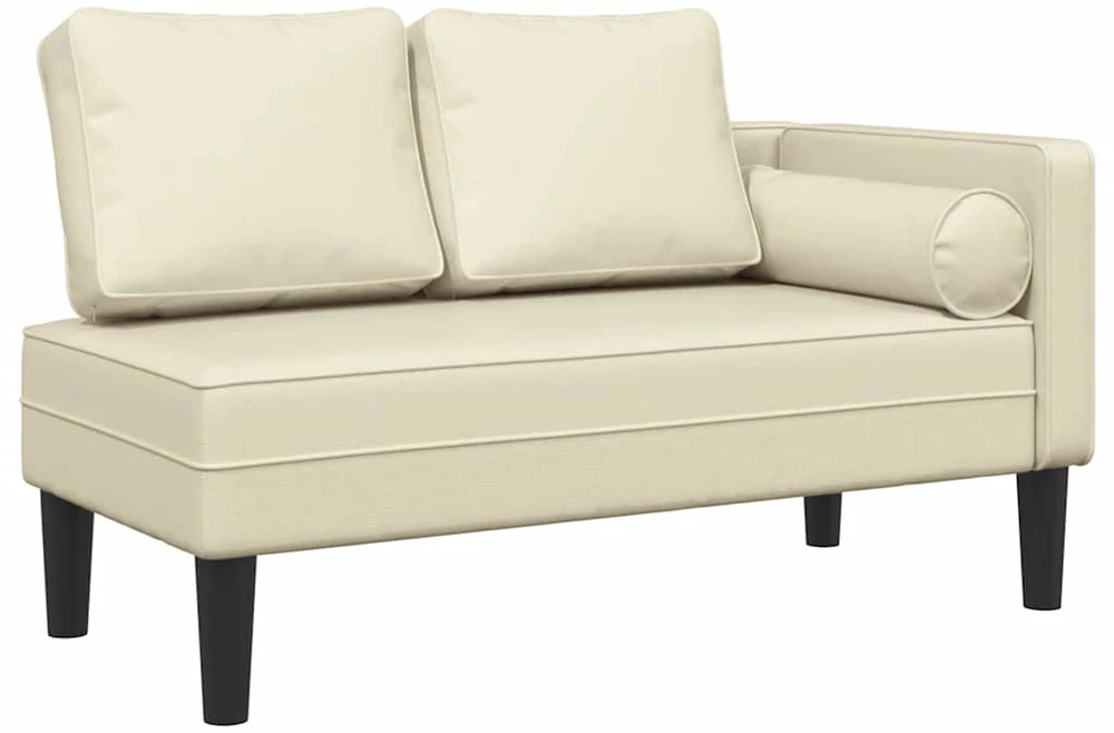 Poilsio sofa su pagalvėmis, kreminė, dirbtinė oda