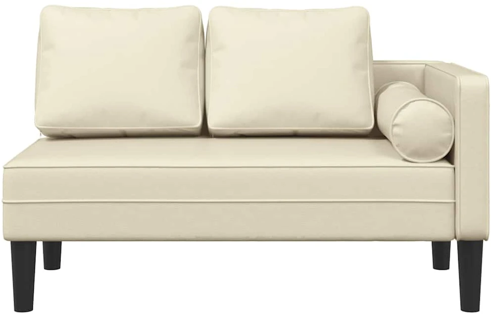 Poilsio sofa su pagalvėmis, kreminė, dirbtinė oda