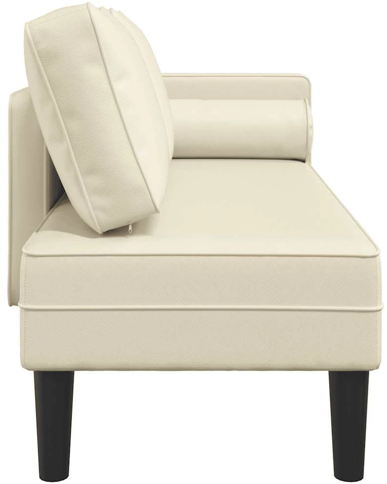Poilsio sofa su pagalvėmis, kreminė, dirbtinė oda