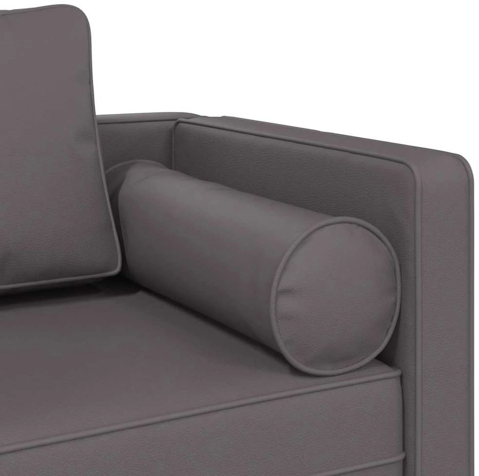 Poilsio sofa su pagalvėmis, pilka, dirbtinė oda