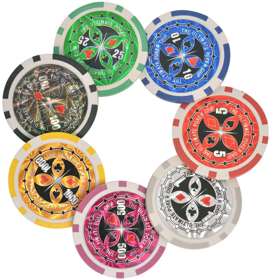 Pokerio/Blackjack rinkinys su 600 žetonais su vertėmis, aliuminis