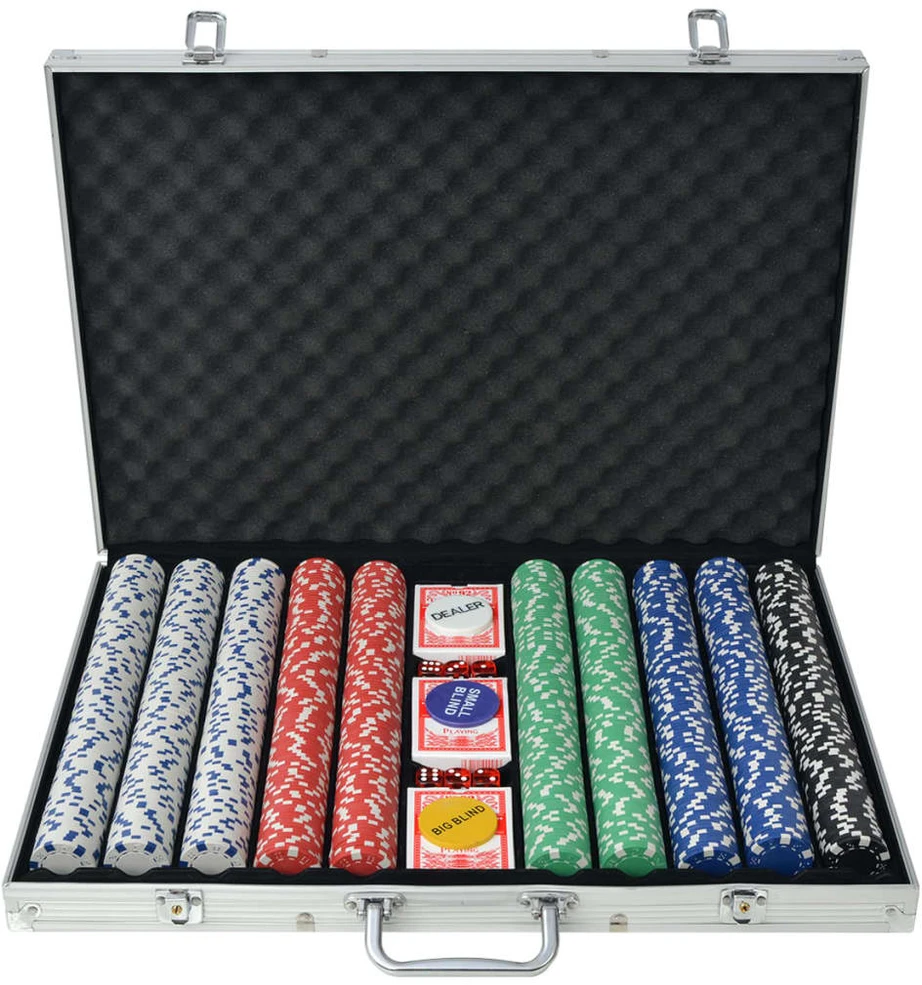 Pokerio rinkinys su 1000 žetonų, aliuminis