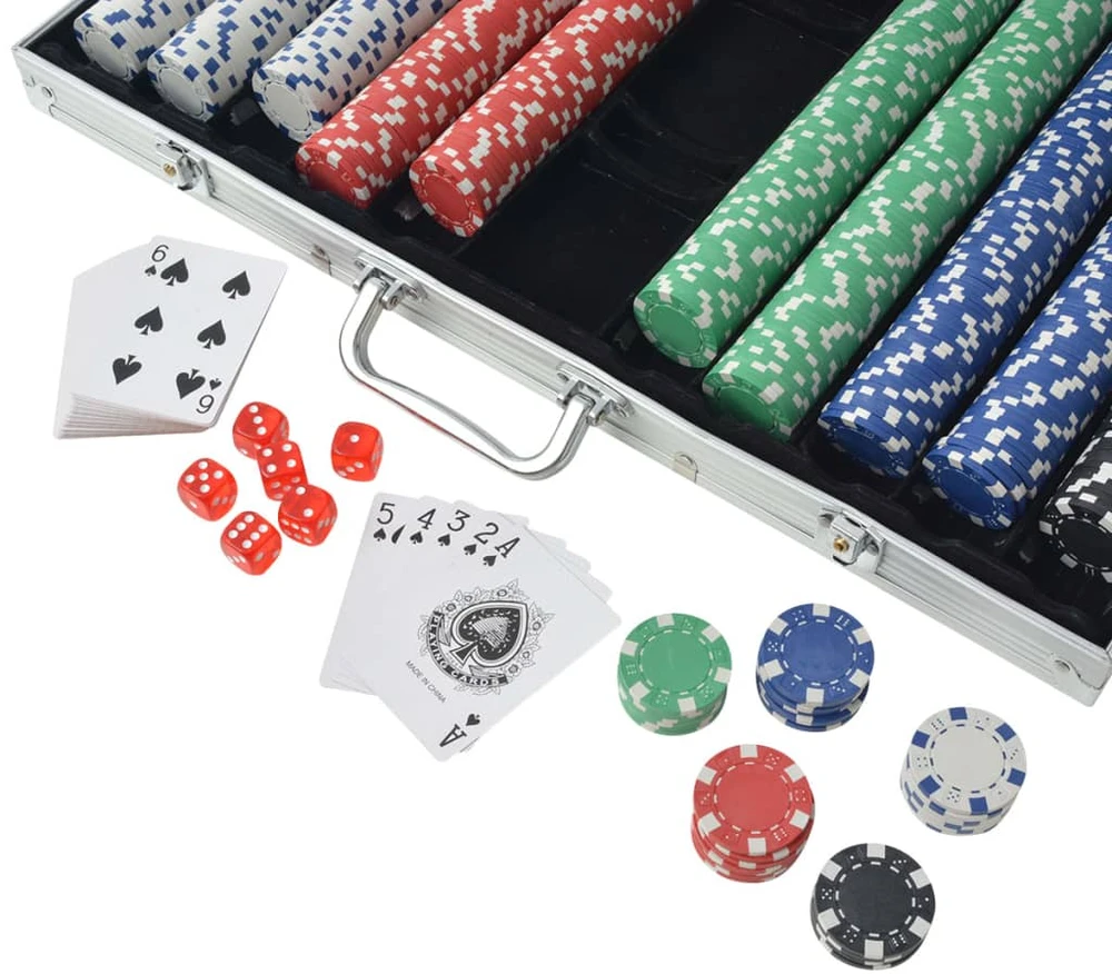 Pokerio rinkinys su 1000 žetonų, aliuminis