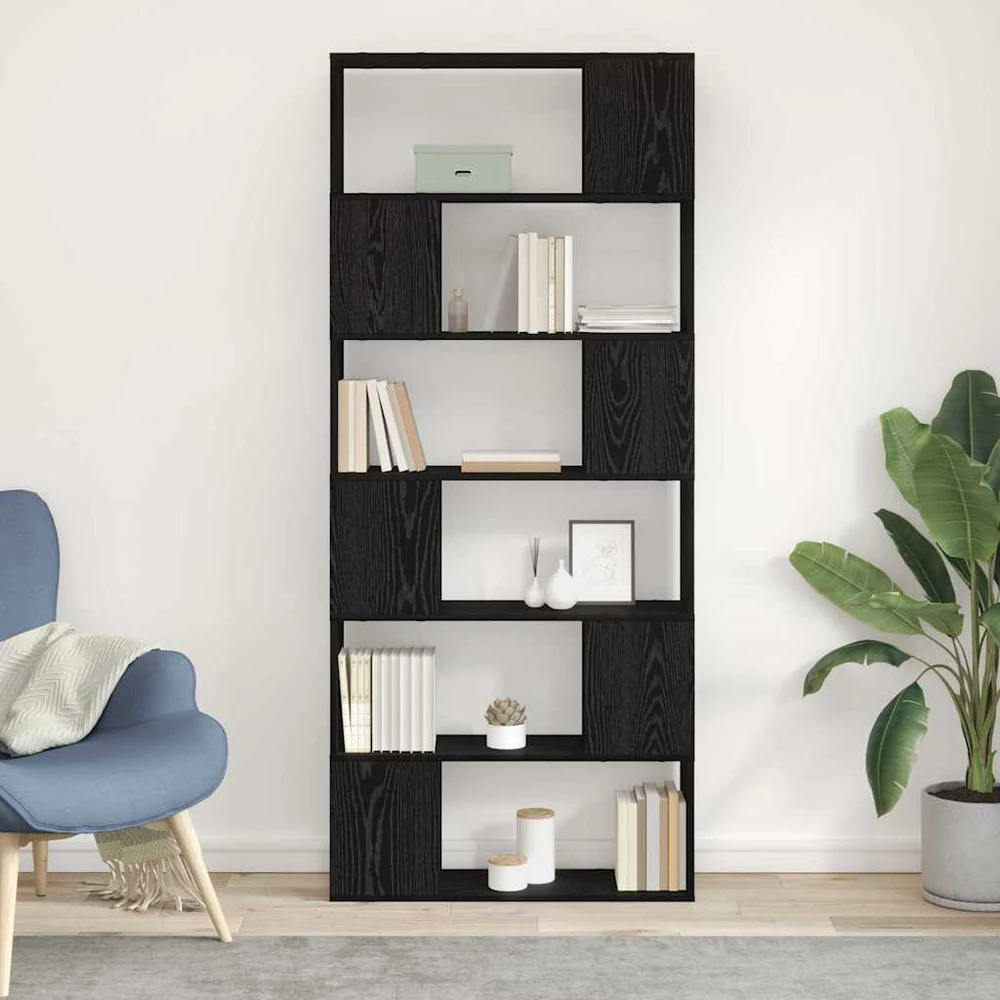 TV staliukas TV spintelių komplektas 80 x 24 x 186 cm Juoda Apdirbta mediena