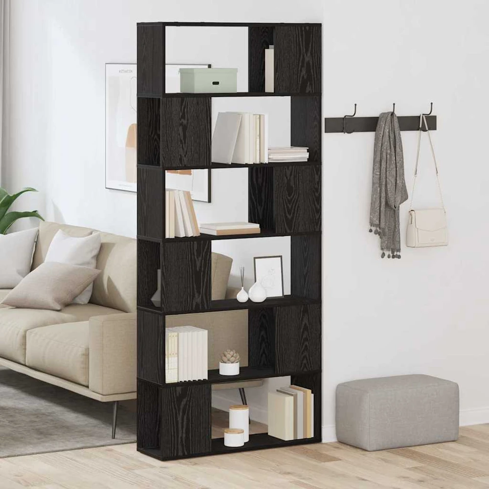 TV staliukas TV spintelių komplektas 80 x 24 x 186 cm Juoda Apdirbta mediena