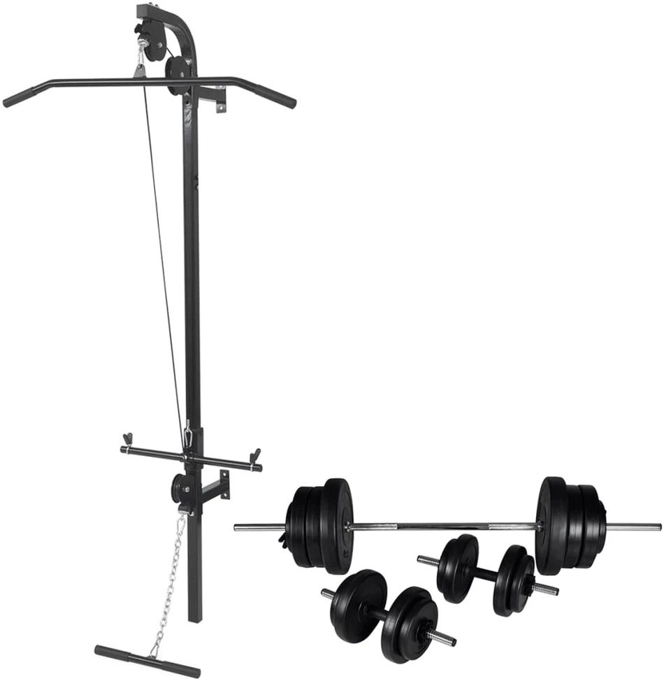 Prie sienos mont. jėgos tren. su štanga ir hant. rink., 60,5kg