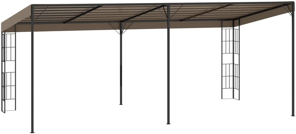 Prie sienos montuojama pavėsinė, taupe spalvos, 6x3m, audinys
