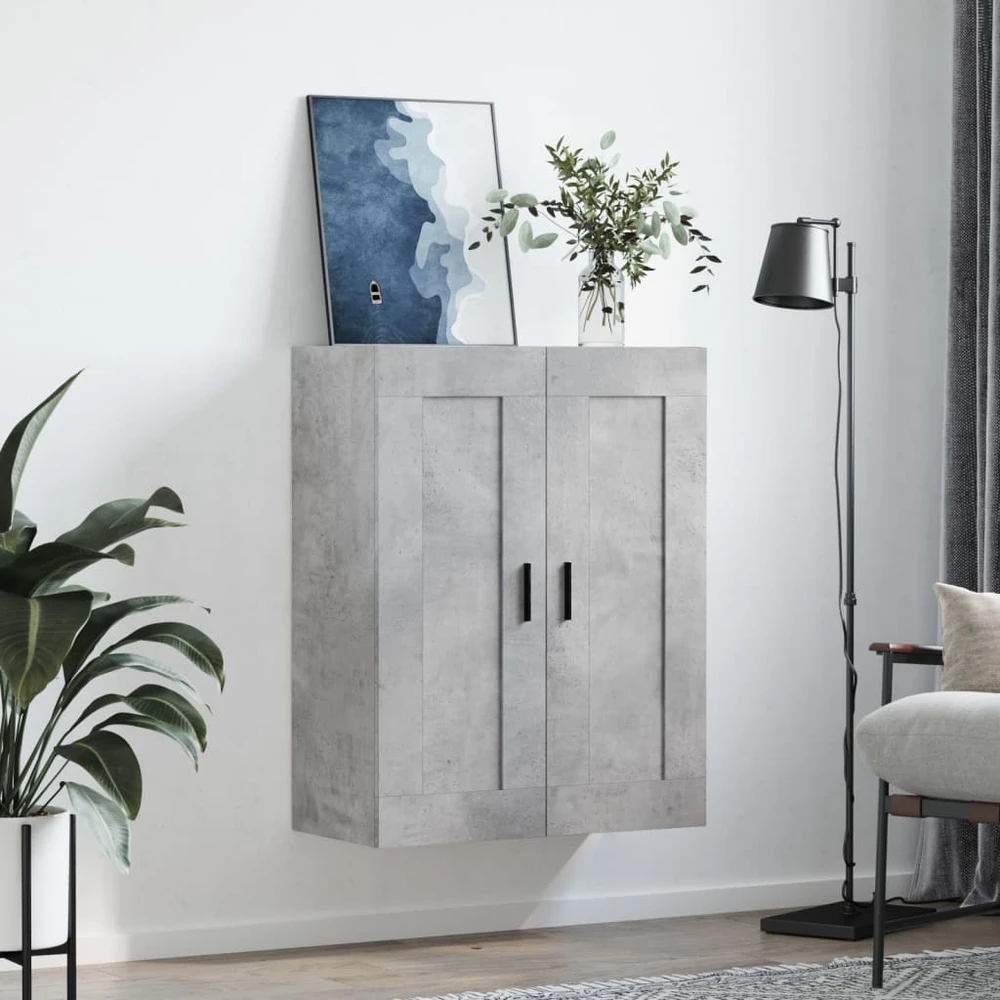 Prie sienos montuojama spintelė, betono, 69,5x34x90cm, mediena