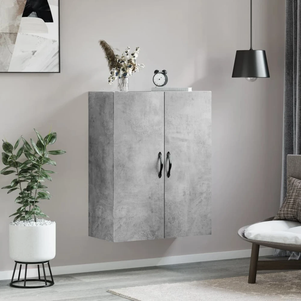 Prie sienos montuojama spintelė, betono, 69,5x34x90cm, mediena