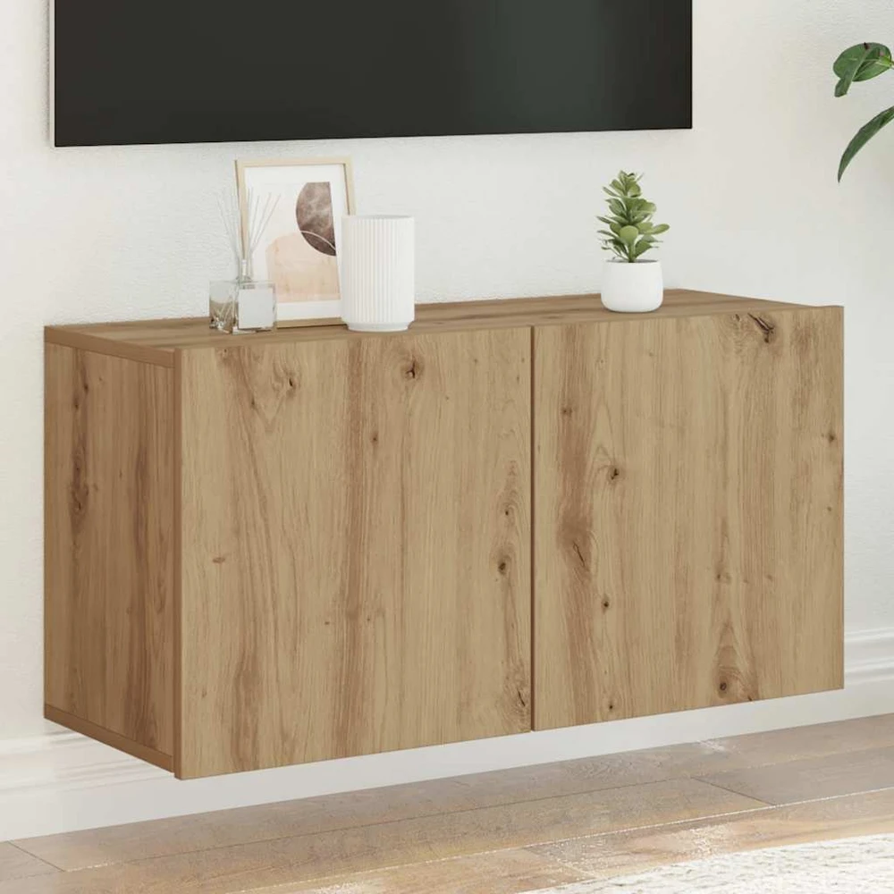 TV staliukas Prie sienos montuojama TV spintelė, artisano ąžuolo, 80x30x41cm