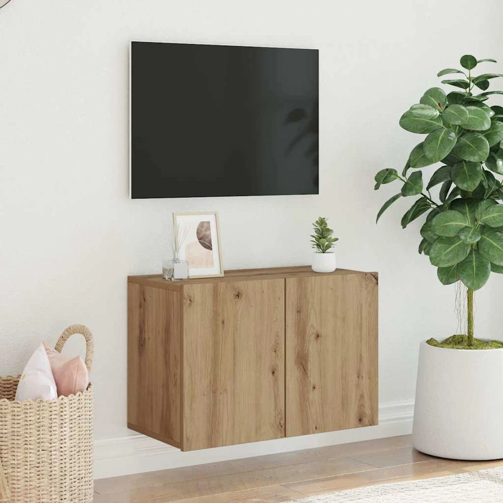 TV staliukas Prie sienos montuojama TV spintelė, ąžuolo, 60x30x41cm