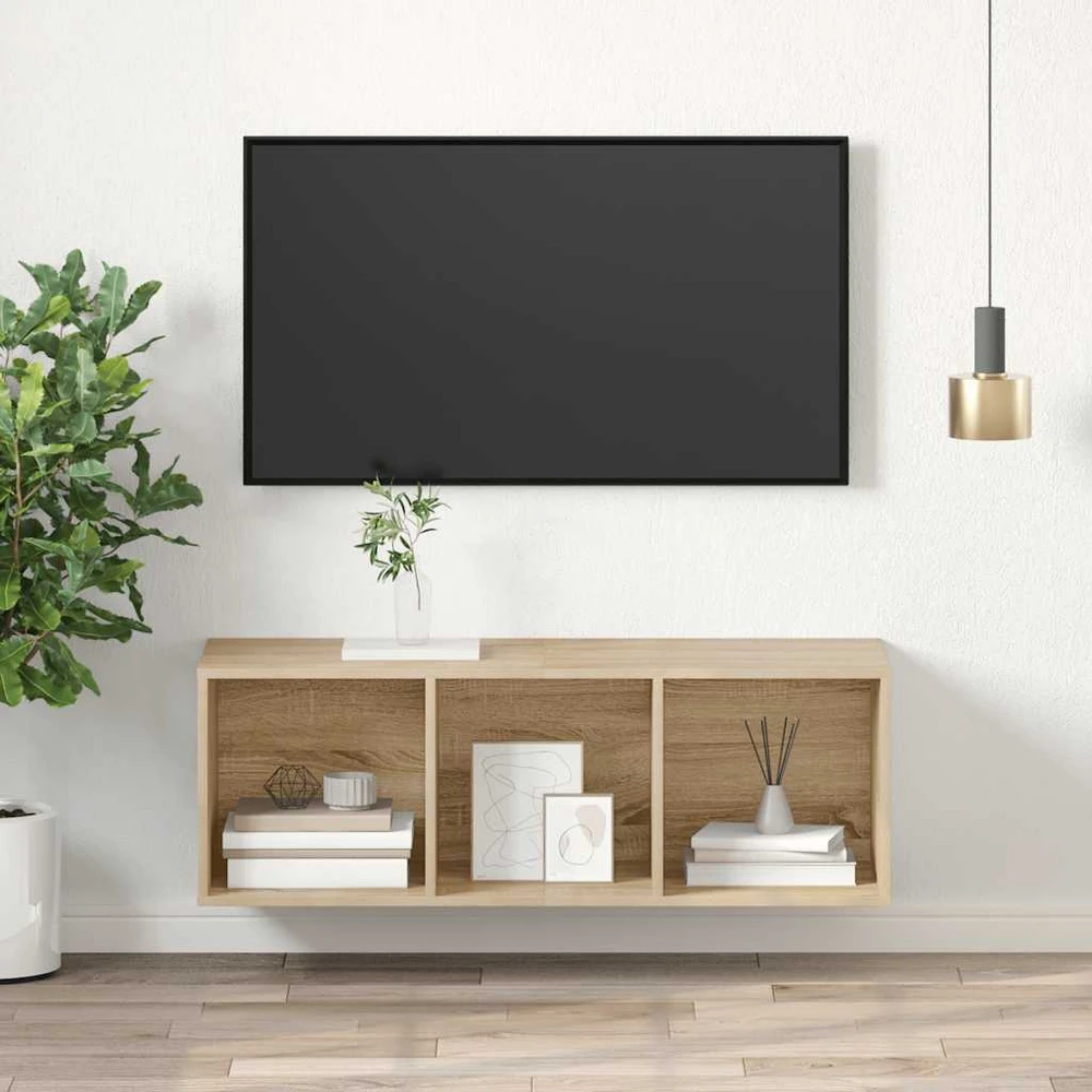 TV staliukas Prie sienos montuojama TV spintelė, ąžuolo, 37x37x107cm, MDP