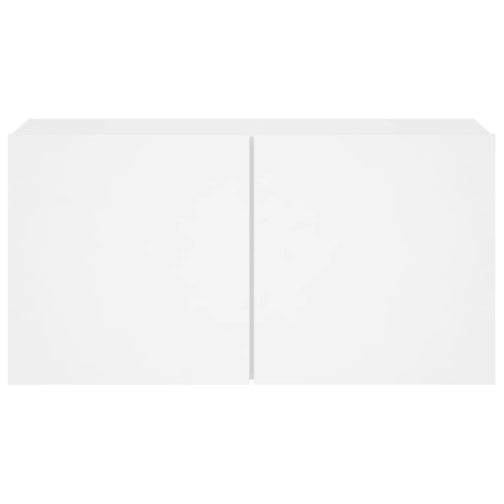 TV staliukas Prie sienos montuojama TV spintelė, baltos spalvos, 80x30x41cm