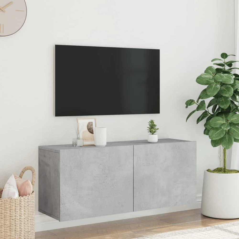TV staliukas Prie sienos montuojama TV spintelė, betono pilka, 100x30x41cm