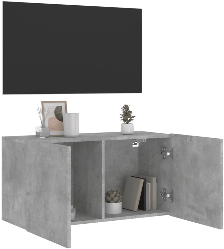 TV staliukas Prie sienos montuojama TV spintelė, betono pilka, 80x30x41cm