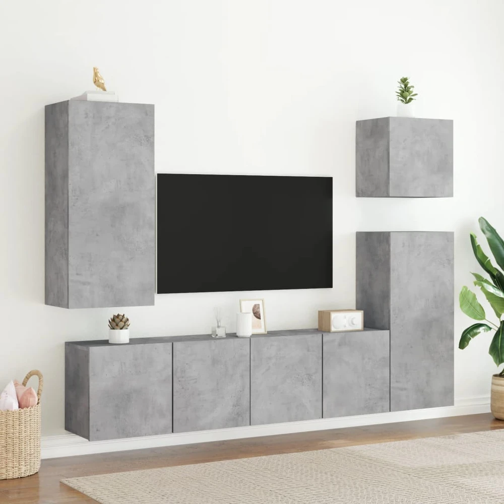 TV staliukas Prie sienos montuojama TV spintelė, betono pilka, 80x30x41cm