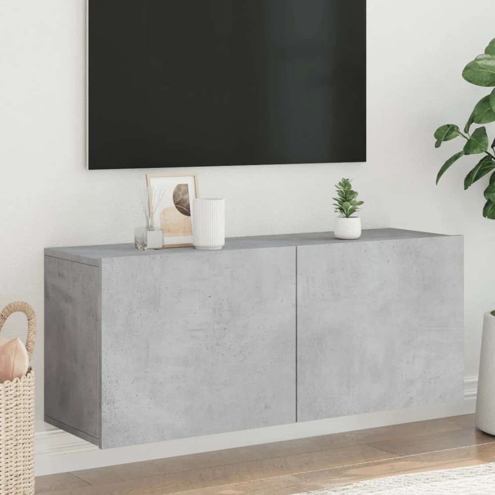 TV staliukas Prie sienos montuojama TV spintelė, betono pilka, 100x30x41cm