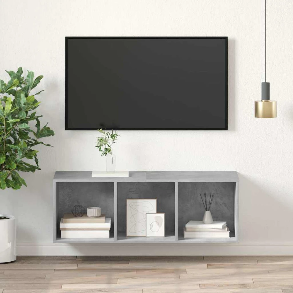 TV staliukas Prie sienos montuojama TV spintelė, betono, 37x37x107cm, MDP