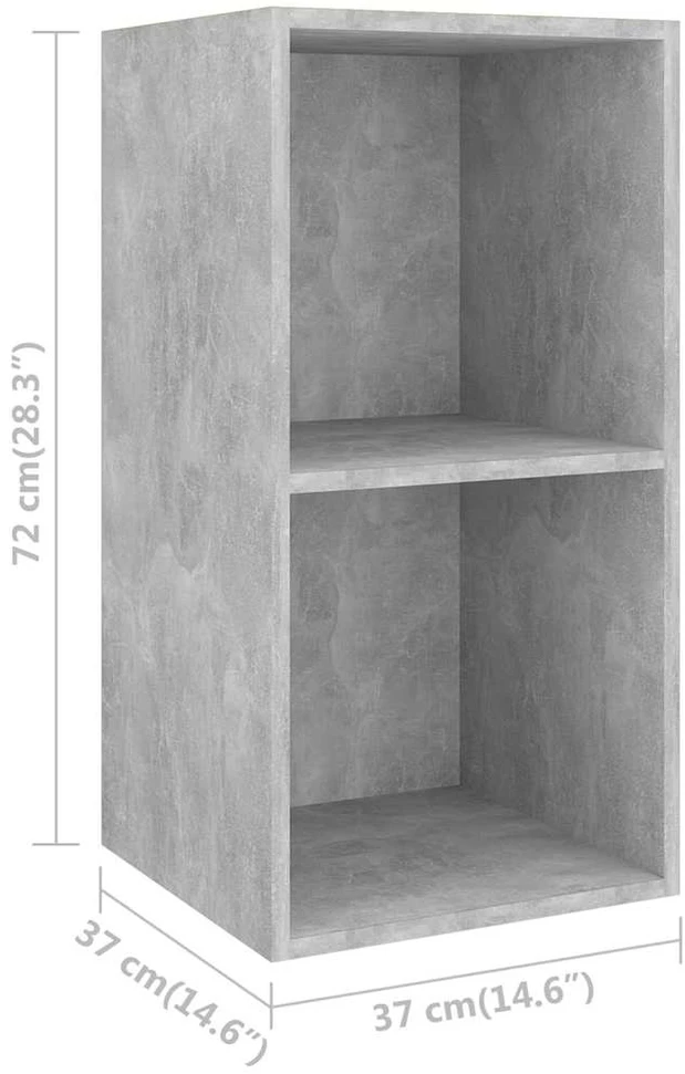 Prie sienos montuojama TV spintelė, betono, 37x37x72 cm, MDP