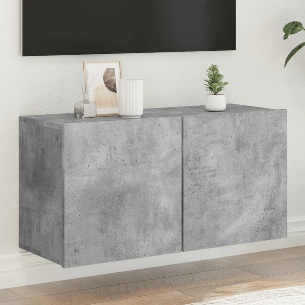 TV staliukas Prie sienos montuojama TV spintelė, betono pilka, 80x30x41cm