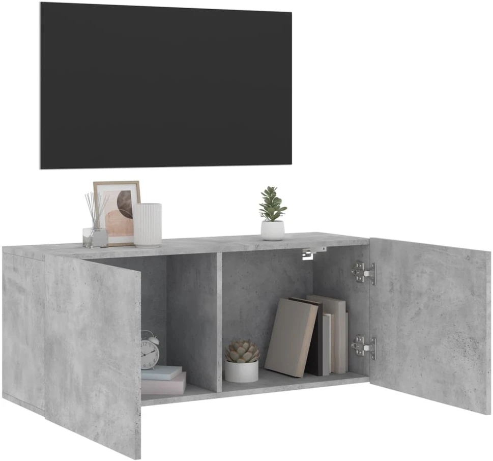 TV staliukas Prie sienos montuojama TV spintelė, betono pilka, 100x30x41cm