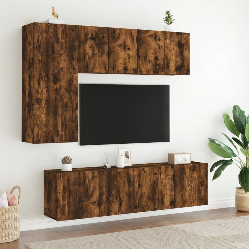 TV staliukas Prie sienos montuojama TV spintelė, dūminio ąžuolo, 60x30x41cm