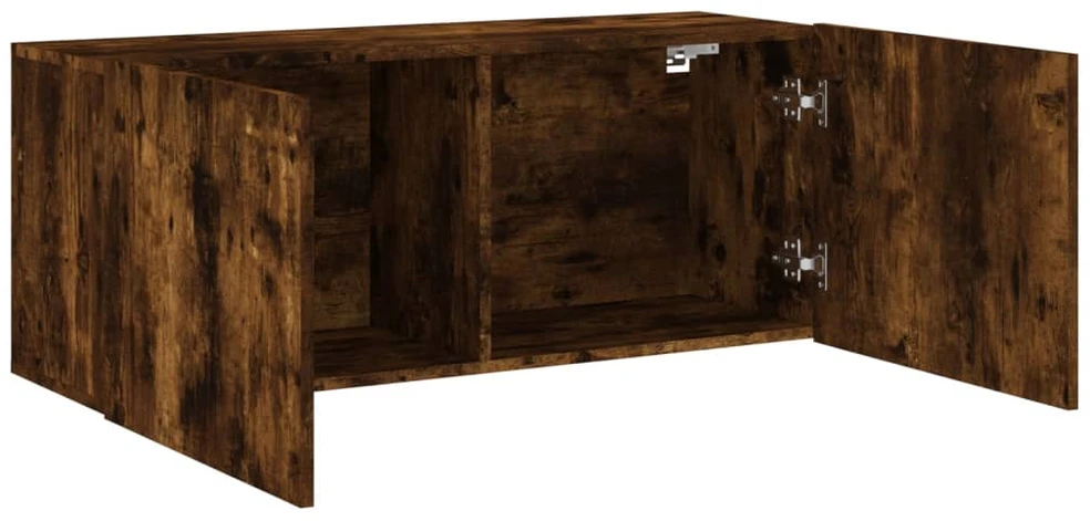 TV staliukas Prie sienos montuojama TV spintelė, dūminio ąžuolo, 100x30x41cm