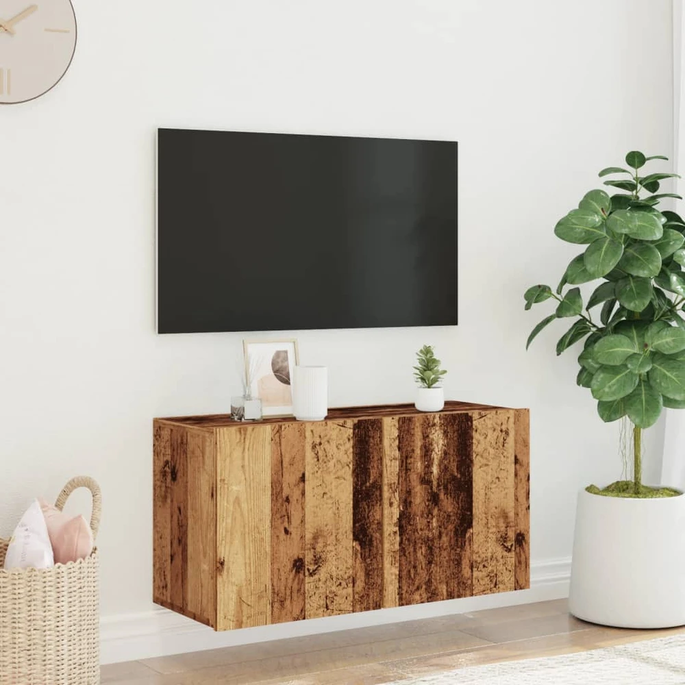 TV staliukas Prie sienos montuojama TV spintelė, medienos, 80x30x41cm