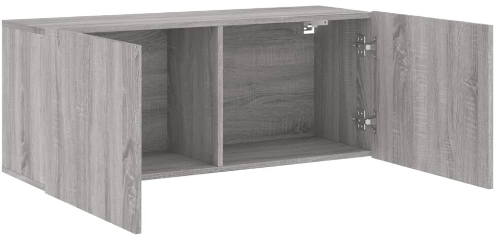 TV staliukas Prie sienos montuojama TV spintelė, pilka ąžuolo, 100x30x41cm