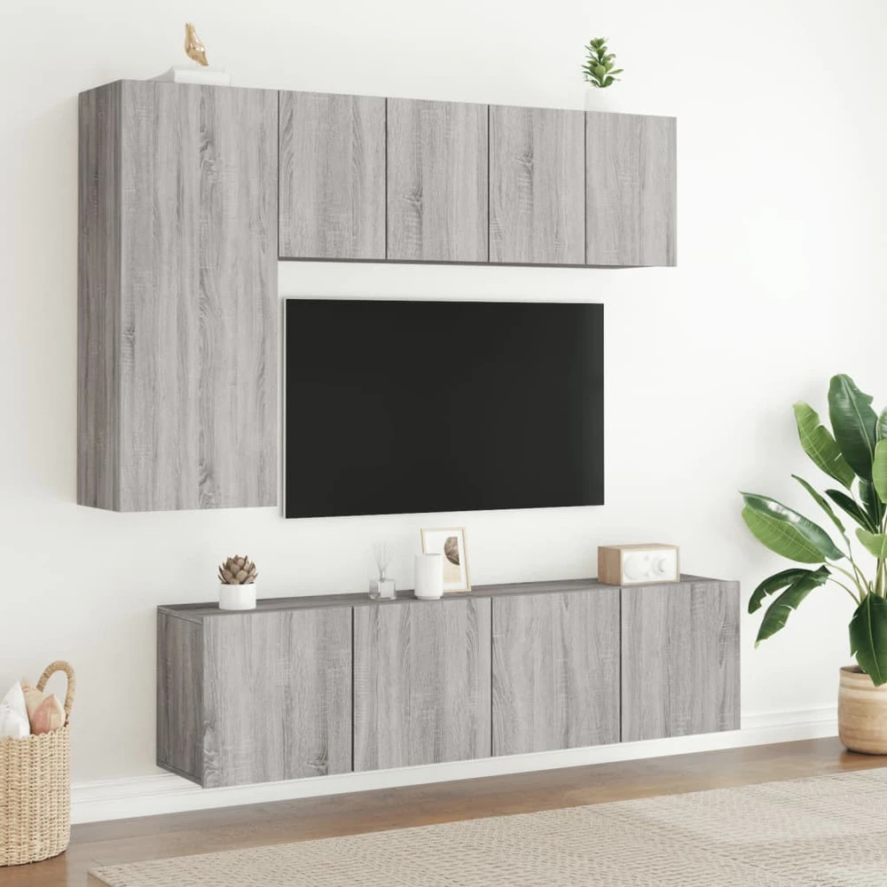 TV staliukas Prie sienos montuojama TV spintelė, pilka ąžuolo, 60x30x41cm