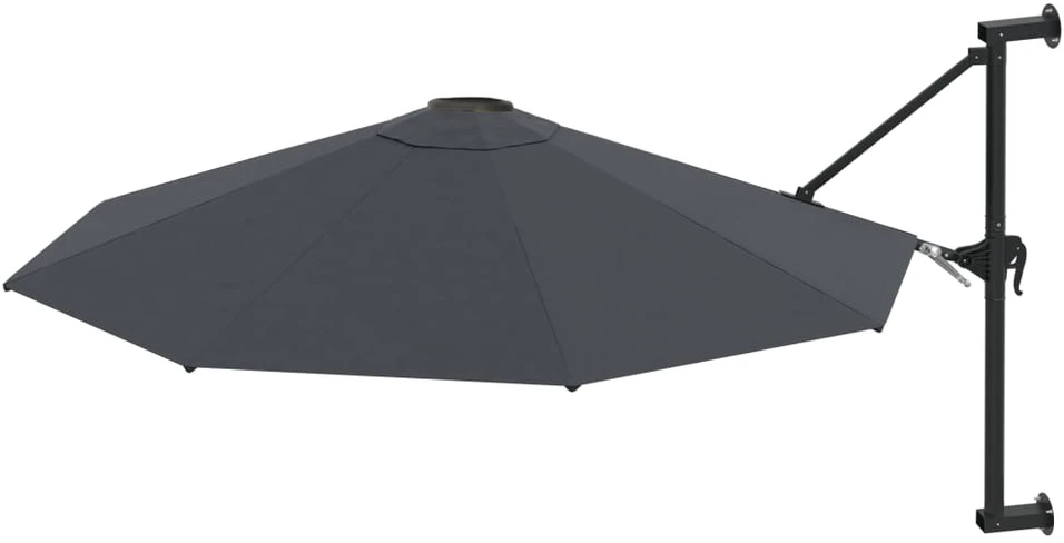 Prie sienos montuojamas skėtis su stulpu, antracito, 300cm