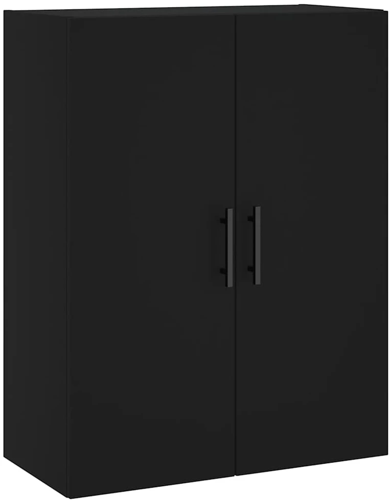 Prie sienos montuojamos spintelės, 2vnt., juodos, 69,5x34x90cm