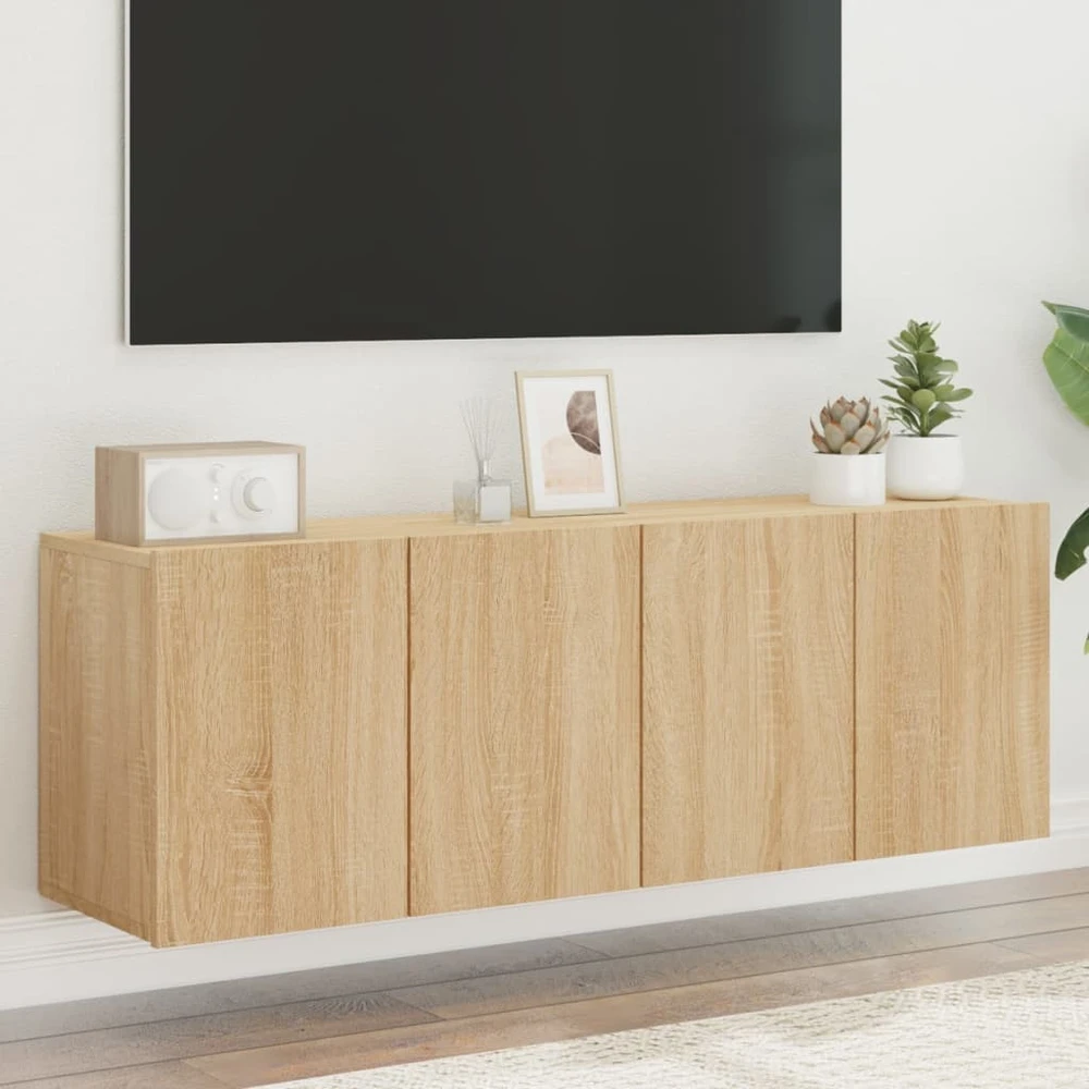 TV staliukas Prie sienos montuojamos TV spintelės, 2vnt., ąžuolo, 60x30x41cm